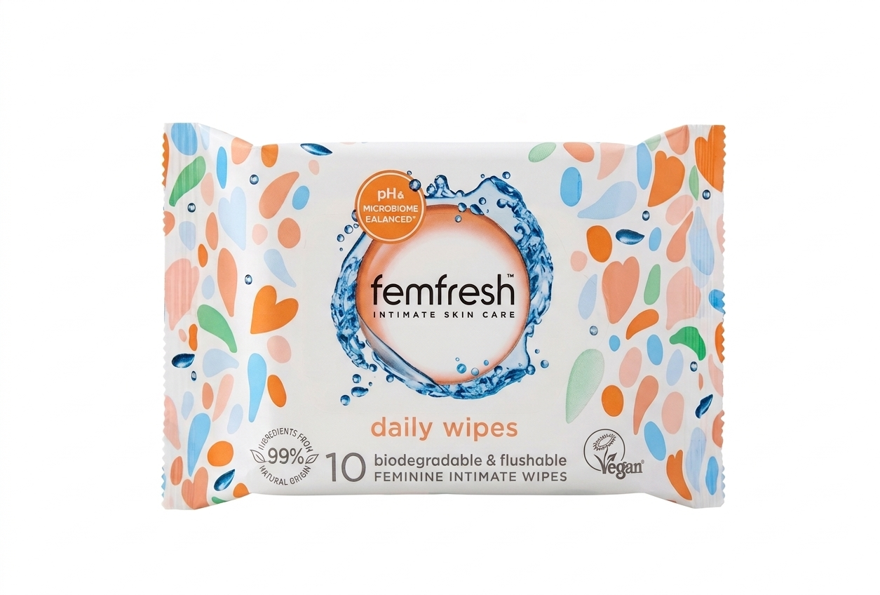 Femfresh Intimate Skin Care 10 Biodegradable & Flushable Feminine Intimate Wipes